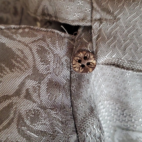 Caribbean Mens Leaf Print Button Up Shirt Short Sleeve Chest Pocket - Picture 10 of 14